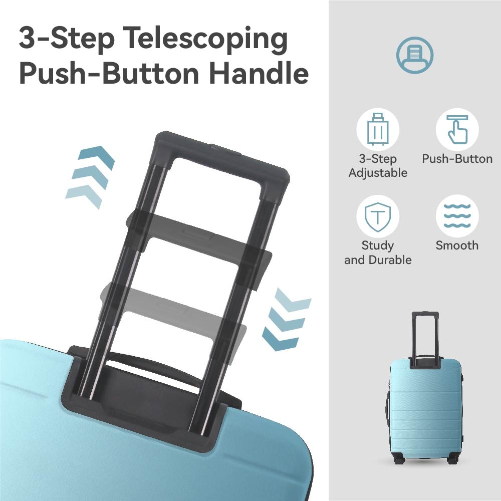 Luggage Sets ABS Hardshell 3pcs Luggage, Lightweight Durable Suitcase Sets Spinner Wheels Suitcase With TSA Lock 20''24''28'' Available(Blue)_voghion.com